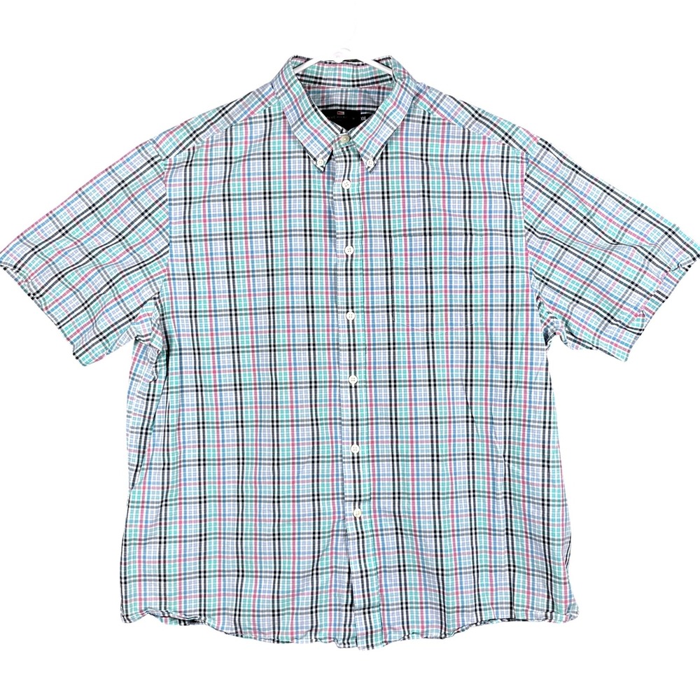 Marks & Spencer Blue Harbour Men's Plaid Short Sleeve Button Down Shirt XXL